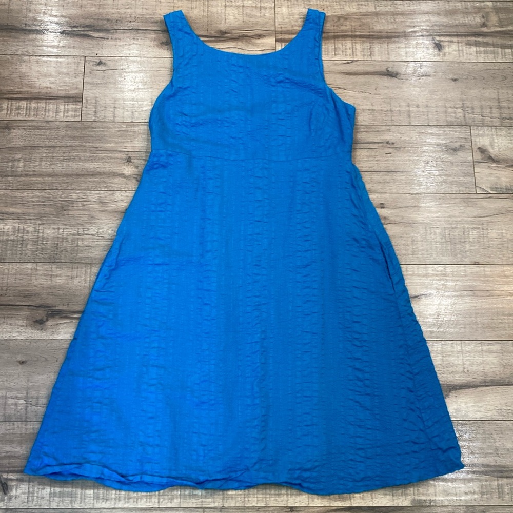 J. Crew Bright Blue Fit and Flare Sundress Dress Size 6 100% Cotton (P35)